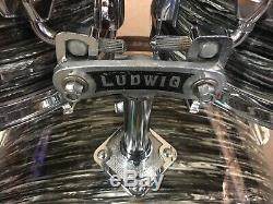 VINTAGE 1967 Ludwig BLACK OYSTER Drum Kit 4 Pc. Gull Wing Bass, Baseball Bat Muf