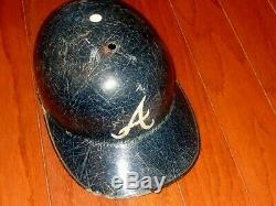 VINTAGE 1970s FIBERGLASS ATLANTA BRAVES ABC BATTING HELMET BASEBALL GAME USED