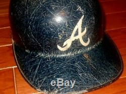 VINTAGE 1970s FIBERGLASS ATLANTA BRAVES ABC BATTING HELMET BASEBALL GAME USED