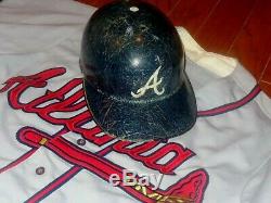 VINTAGE 1970s FIBERGLASS ATLANTA BRAVES ABC BATTING HELMET BASEBALL GAME USED