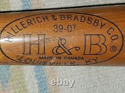 VINTAGE MICKEY MANTLE Hillerich & Bradsby Made in Canada Louisville Baseball Bat