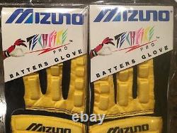 VTG MLB Diamond Mizuno TechFIRE PRO Batters Glove Set Adult XL Yellow Scorpion