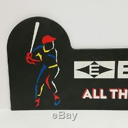 VTG Screenprinted Easton Retail Store Display Baseball Sign Ball/Bat/Glove/Card