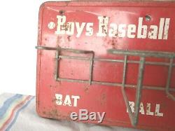 Very Rare Vintage 1950's Boys Baseball Caddy Antique Holds Glove Balls Bat