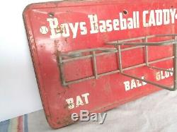 Very Rare Vintage 1950's Boys Baseball Caddy Antique Holds Glove Balls Bat