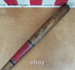 Vintage 1900s Antique Wood Baseball 3 Ring Bat Red/Black Reach 30 Rare 1910s