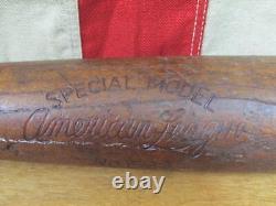 Vintage 1910s American League Wood Baseball Bat No. E33 Special Model 33 Antique