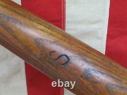 Vintage 1910s Antique Handcrafted Wood Baseball Bat'S' Brand 35 Great Display