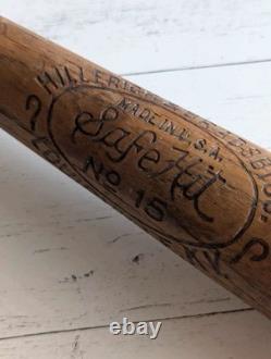 Vintage 1910s Hillerich & Bradsby Wood Safe Hit Baseball Bat