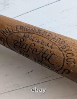 Vintage 1910s Hillerich & Bradsby Wood Safe Hit Baseball Bat