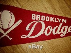Vintage 1920s 30s Brooklyn Dodgers Baseball Team Felt Pennant Bats & Ball