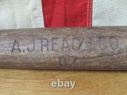 Vintage 1920s AJ Reach Co. Wood Antique Baseball Bat No. 87 Model 25 Rare Display