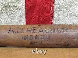 Vintage 1920s AJ Reach Co. Wood Indoor Baseball Bat No. 2 Model 33 Antique Nice