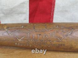 Vintage 1920s Burke Hanna Wood Baseball Bat Titan Model Bat Logo Brand 34 Rare