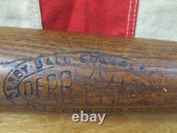 Vintage 1920s Derby Made Wood Baseball Bat Derby Ball Edwards Co. 33 Vermont