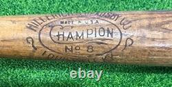 Vintage 1920s Hillerich & Bradsby Champion H&B Baseball Bat No. 8 Model 34