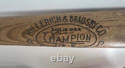 Vintage 1920s Hillerich & Bradsby Co. Wood Baseball Bat Champion No. 8 Model 33