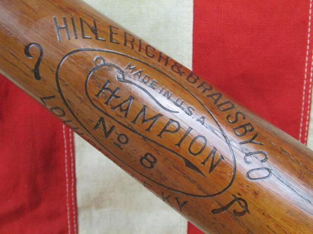 Vintage 1920s Hillerich & Bradsby Co. Wood Baseball Bat Champion No. 8 Model 34