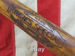 Vintage 1920s Krens Special Wood Baseball Bat Dick Porter Pro Game Used 35