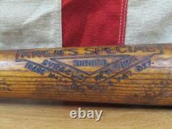 Vintage 1920s Krens Special Wood Baseball Bat Dick Porter Pro Game Used 35