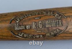 Vintage 1920s Lewistown I Slug Um Wood Baseball Bat RG Hower 35 Lewistown, PA