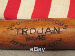 Vintage 1920s Trojan Sporting Goods Wood Baseball Bat No. 45 New York City 32