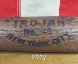 Vintage 1920s Trojan Sporting Goods Wood Baseball Bat No. 45 New York City 32 Vintage 1920s Trojan Sporting Goods Wood Baseball Bat No. 45 New York City 32