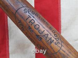 Vintage 1920s Trojan Sporting Goods Wood Baseball Bat No. 45 New York City 33