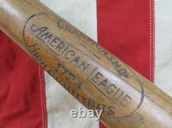 Vintage 1930s American League Championship Wood Baseball Bat 1724 Model 34