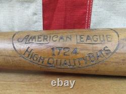 Vintage 1930s American League Championship Wood Baseball Bat 1724 Model 34