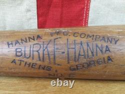 Vintage 1930s Burke Hanna Wood Baseball Bat Columbia Model No. C Hanna Mfg Co. 35