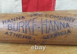 Vintage 1930s Burke Hanna Wood Baseball Bat Columbia Model No. C Hanna Mfg Co. 35
