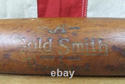 Vintage 1930s Goldsmith Wood Baseball Bat No. 88 Hickory Official Softball 33