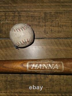 Vintage 1930s Hanna Cork Ball Bat No. CB 37 GOLD PRINT! WithGenuine Cork Ball