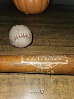 Vintage 1930s Hanna Cork Ball Bat No. CB 37 GOLD PRINT! WithGenuine Cork Ball