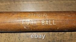 Vintage 1930s Hanna Cork Ball Bat No. CB 37 GOLD PRINT! WithGenuine Cork Ball