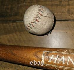 Vintage 1930s Hanna Cork Ball Bat No. CB 37 GOLD PRINT! WithGenuine Cork Ball