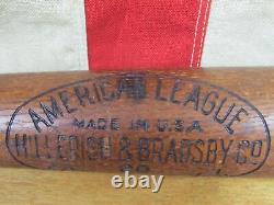 Vintage 1930s Hillerich & Bradsby Co. Wood American League 20 Baseball Bat 35