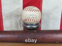 Vintage 1930s Hillerich & Bradsby Cork Ball Baseball Bat 37 with Worth Cork Ball