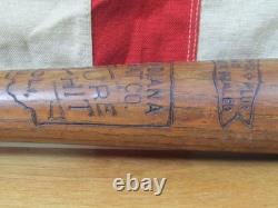 Vintage 1930s Indiana Bat Co. Wood Sure Hit Baseball Bat 33 No. 183 Paoli, Indiana