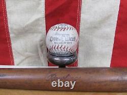 Vintage 1930s Rawlings Cork Ball Wood Baseball Bat 37 with Worth Official Ball