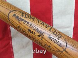 Vintage 1930s Tom Taylor Wood Baseball Bat Professional Model 35 Scranton, PA