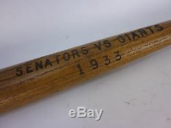 Vintage 1933 Souvenir World Series Senators VS Giants Miniature Bat
