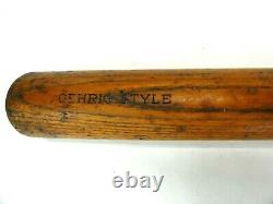 Vintage 1940s Adirondack Wood Baseball Bat Lou Gehrig Style 34 Reverse Brand