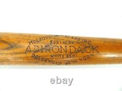 Vintage 1940s Adirondack Wood Baseball Bat Lou Gehrig Style 34 Reverse Brand