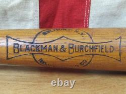 Vintage 1940s Blackman & Burchfield Wood Baseball Bat The Belmont 34 Belmont, NY