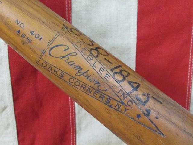 Vintage 1940s Champion Wood Baseball Bat Enderlee Inc. 34 Oaks Corners, Ny. Rare