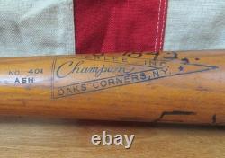 Vintage 1940s Champion Wood Baseball Bat Enderlee Inc. 34 Oaks Corners, NY. Rare
