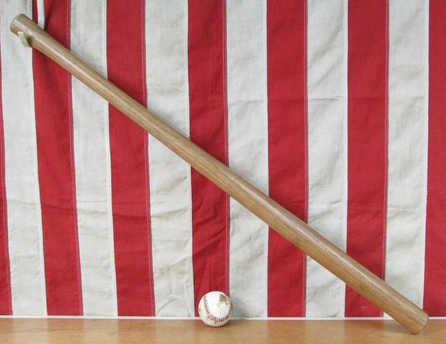 Vintage 1940s Cork Wiffle Ball Wood Baseball Bat 30 Marked With Leather Cork Ball