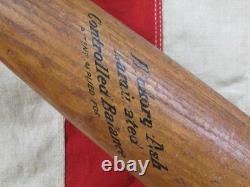 Vintage 1940s HickoryAsh Wood Baseball Bat Copper Sleeve Grip end Repair 35